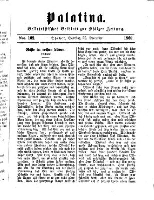 Palatina (Pfälzer Zeitung) Samstag 22. Dezember 1860