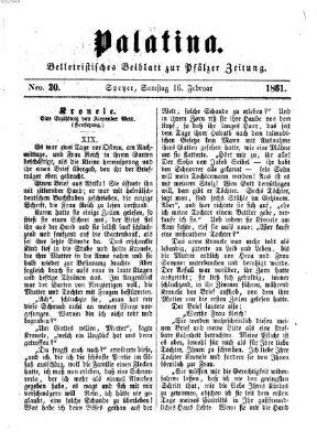 Palatina (Pfälzer Zeitung) Samstag 16. Februar 1861
