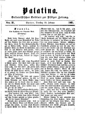 Palatina (Pfälzer Zeitung) Dienstag 19. Februar 1861