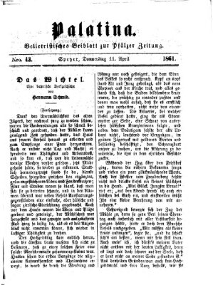 Palatina (Pfälzer Zeitung) Donnerstag 11. April 1861