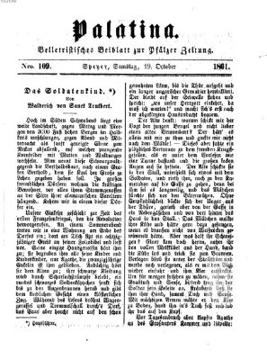Palatina (Pfälzer Zeitung) Samstag 19. Oktober 1861