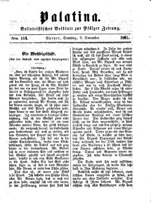 Palatina (Pfälzer Zeitung) Samstag 9. November 1861