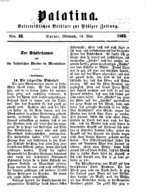 Palatina (Pfälzer Zeitung) Mittwoch 14. Mai 1862