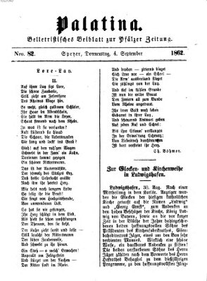 Palatina (Pfälzer Zeitung) Donnerstag 4. September 1862