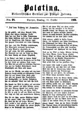 Palatina (Pfälzer Zeitung) Samstag 11. Oktober 1862