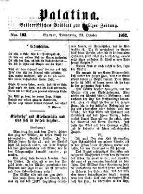Palatina (Pfälzer Zeitung) Donnerstag 23. Oktober 1862