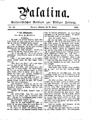 Palatina (Pfälzer Zeitung) Samstag 30. Januar 1869