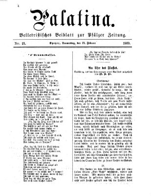 Palatina (Pfälzer Zeitung) Donnerstag 18. Februar 1869
