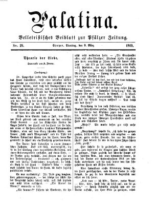 Palatina (Pfälzer Zeitung) Dienstag 9. März 1869