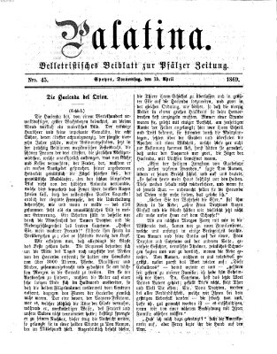 Palatina (Pfälzer Zeitung) Donnerstag 15. April 1869