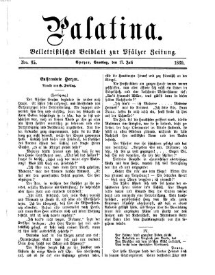 Palatina (Pfälzer Zeitung) Samstag 17. Juli 1869
