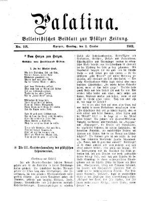 Palatina (Pfälzer Zeitung) Samstag 2. Oktober 1869