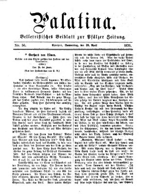 Palatina (Pfälzer Zeitung) Donnerstag 28. April 1870