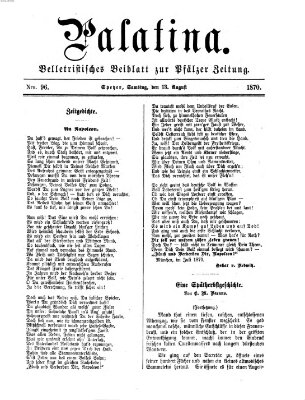 Palatina (Pfälzer Zeitung) Samstag 13. August 1870