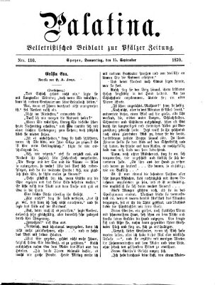 Palatina (Pfälzer Zeitung) Donnerstag 15. September 1870