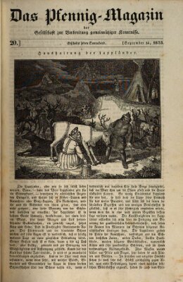 Das Pfennig-Magazin für Verbreitung gemeinnütziger Kenntnisse Samstag 14. September 1833