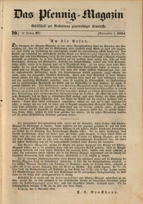 Das Pfennig-Magazin für Verbreitung gemeinnütziger Kenntnisse Samstag 1. November 1834