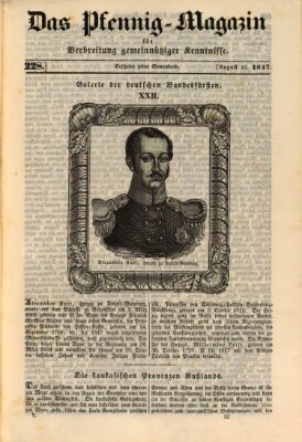 Das Pfennig-Magazin für Verbreitung gemeinnütziger Kenntnisse Samstag 12. August 1837