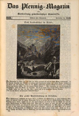 Das Pfennig-Magazin für Verbreitung gemeinnütziger Kenntnisse Samstag 26. Oktober 1839