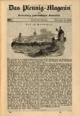 Das Pfennig-Magazin für Verbreitung gemeinnütziger Kenntnisse Samstag 26. September 1840