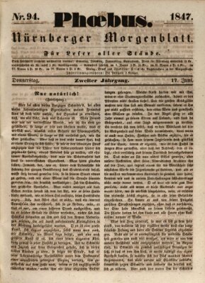 Phoebus (Nürnberger Tagblatt) Donnerstag 17. Juni 1847