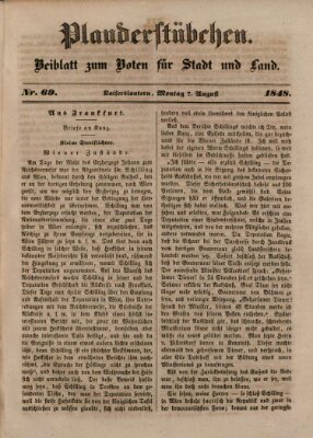 Plauderstübchen Montag 7. August 1848