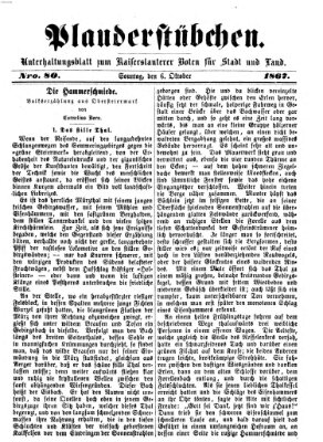 Plauderstübchen Sonntag 6. Oktober 1867