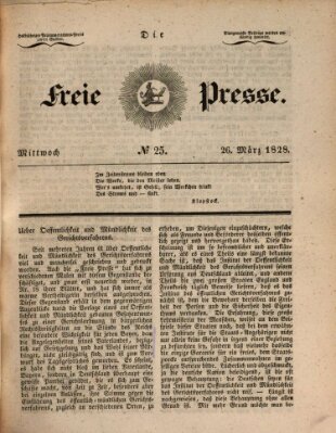 Die freie Presse Mittwoch 26. März 1828