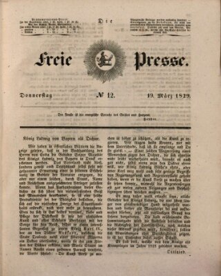 Die freie Presse Donnerstag 19. März 1829