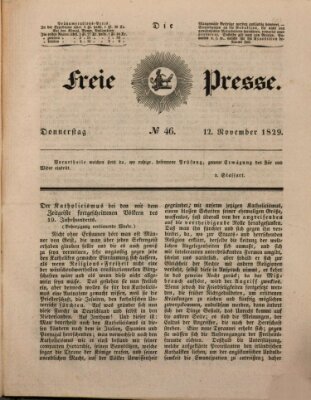 Die freie Presse Donnerstag 12. November 1829