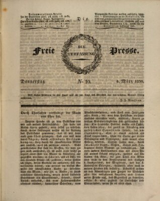 Die freie Presse Donnerstag 4. März 1830