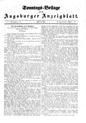 Augsburger Anzeigeblatt Sonntag 9. Februar 1868