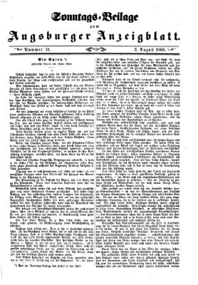 Augsburger Anzeigeblatt Sonntag 2. August 1868