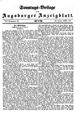 Augsburger Anzeigeblatt Sonntag 19. Juni 1870