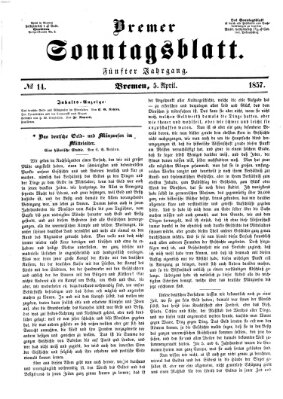 Bremer Sonntagsblatt Sonntag 5. April 1857