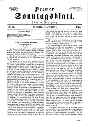 Bremer Sonntagsblatt Sonntag 6. September 1857