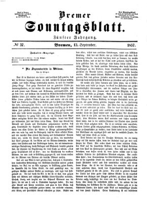 Bremer Sonntagsblatt Sonntag 13. September 1857
