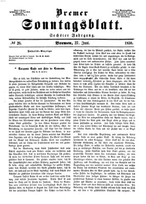 Bremer Sonntagsblatt Sonntag 27. Juni 1858