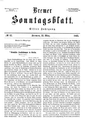Bremer Sonntagsblatt Sonntag 22. März 1863