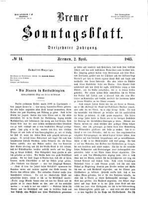 Bremer Sonntagsblatt Sonntag 2. April 1865