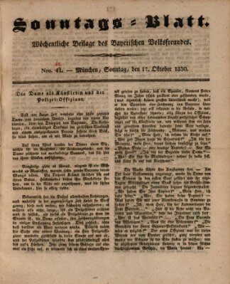 Sonntags-Blatt (Der bayerische Volksfreund) Sonntag 17. Oktober 1830