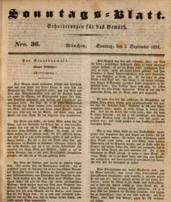 Sonntags-Blatt (Der bayerische Volksfreund) Sonntag 2. September 1832