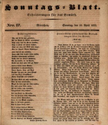 Sonntags-Blatt (Der bayerische Volksfreund) Sonntag 28. April 1833