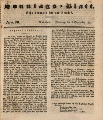 Sonntags-Blatt (Der bayerische Volksfreund) Sonntag 8. September 1833