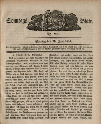 Sonntagsblatt Sonntag 29. Juni 1834