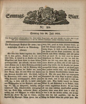 Sonntagsblatt Sonntag 20. Juli 1834