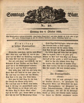 Sonntagsblatt Sonntag 4. Oktober 1835