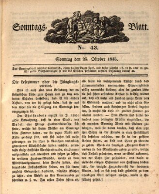 Sonntagsblatt Sonntag 25. Oktober 1835
