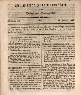 Sonntagsblatt Sonntag 29. Januar 1837