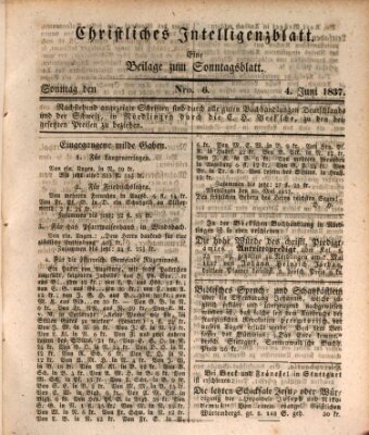 Sonntagsblatt Sonntag 4. Juni 1837